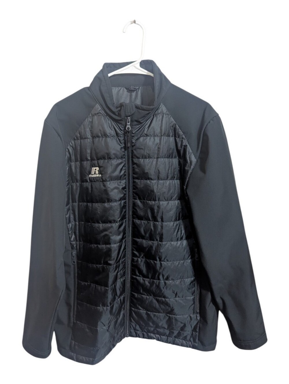 Russell Athletic Men's Coat Sz Medium Black Quilted Softshell Hybrid Jacket